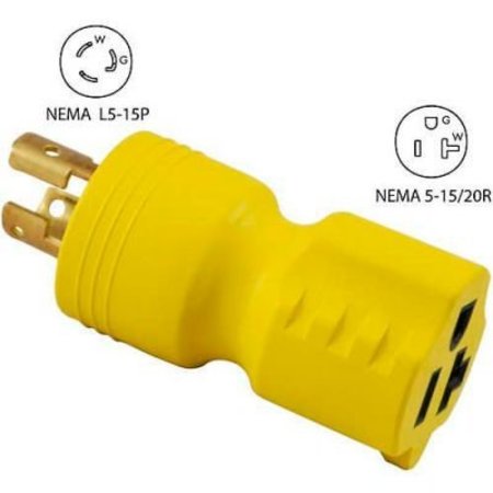 CONNTEK Conntek 30128, 15 to 15/20-Amp Locking Adapter with NEMA L5-15P to 5-15/20R, Yellow 30128